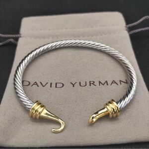 David Yurman Two-Tone Cable Cuff Bracelet in Silver and Gold